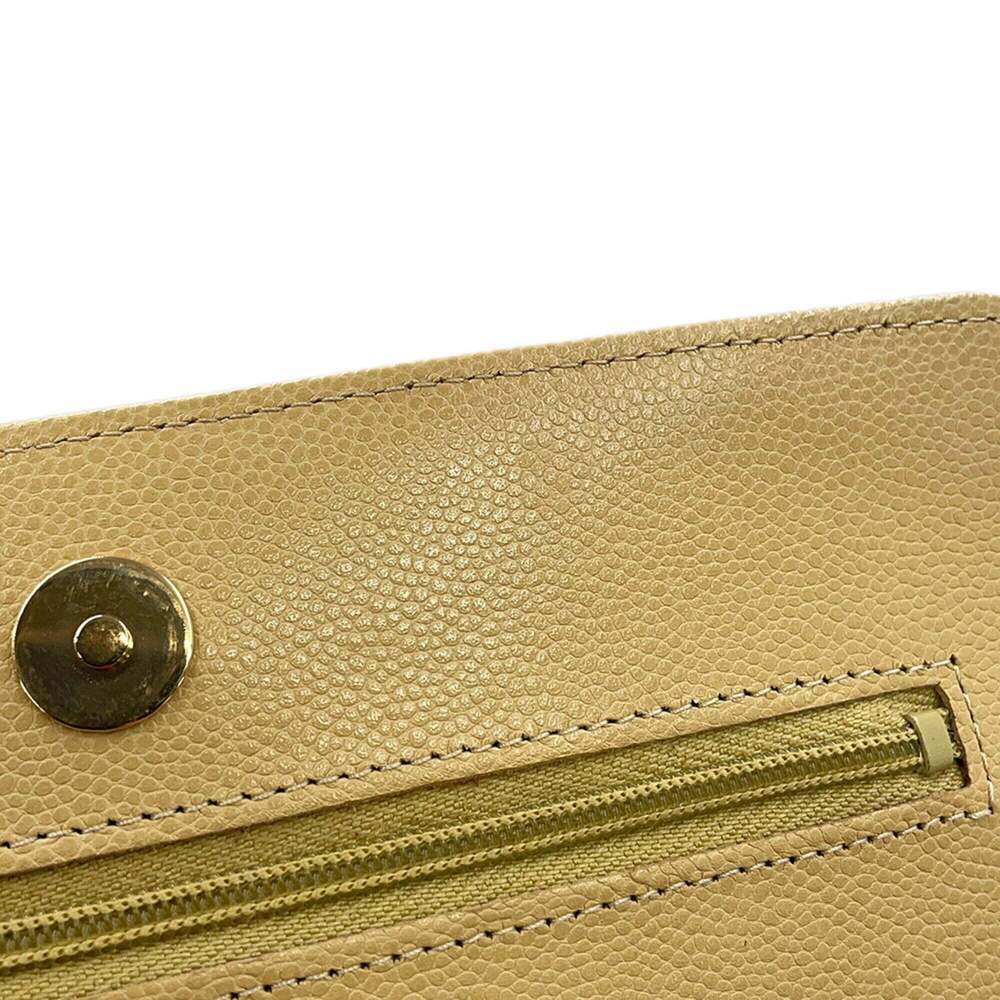 CHANEL Authentic Cream Caviar Leather Logo Wallet - Picture 9 of 16